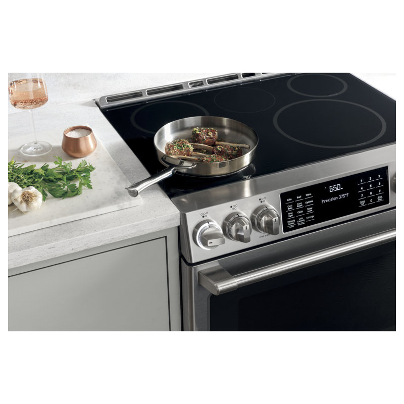 Café 30" 5.7 cu. ft. Smart Slide-in Electric Range with Convection, Induction Cooktop, and In-Oven Camera