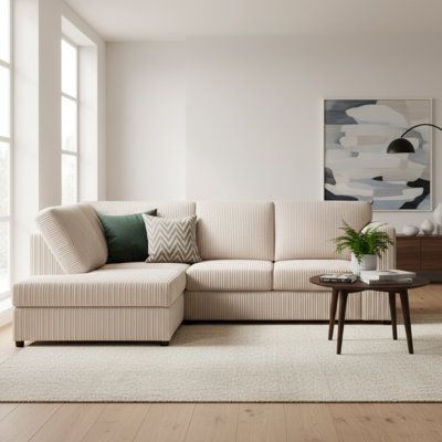 Jumbo Cord Hand Facing Corner Sofa With Footstool
