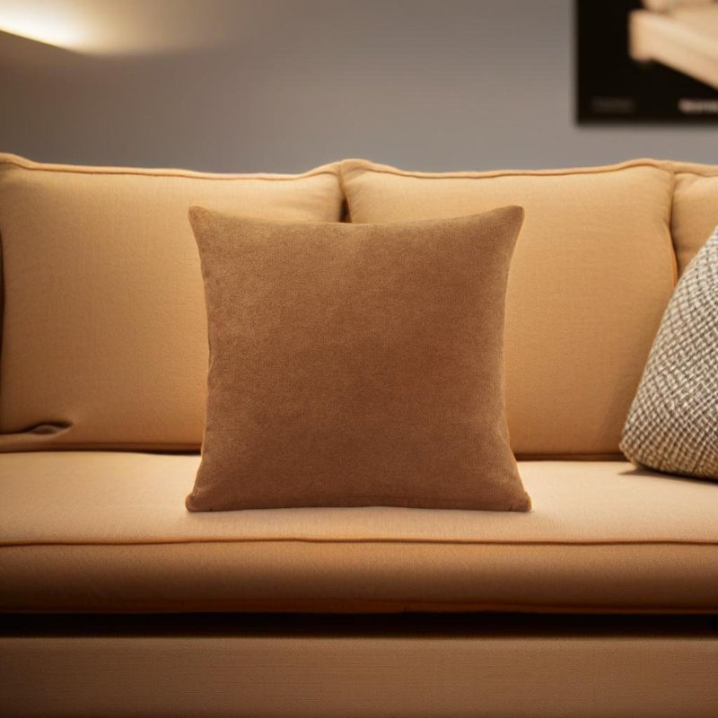 Velvet Feel Chenille Scatter Cushion Cover, Tan, 45 cm x 45 cm