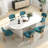 Mid Century Wooden Oval Pedestal Dining Table Sets-2147471476-2147471479-1894633203
