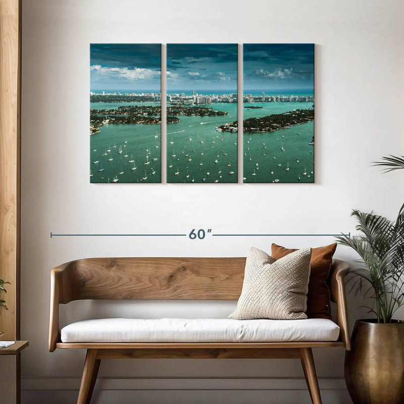 Vue aérienne de Miami, H 28 po x l 45 po