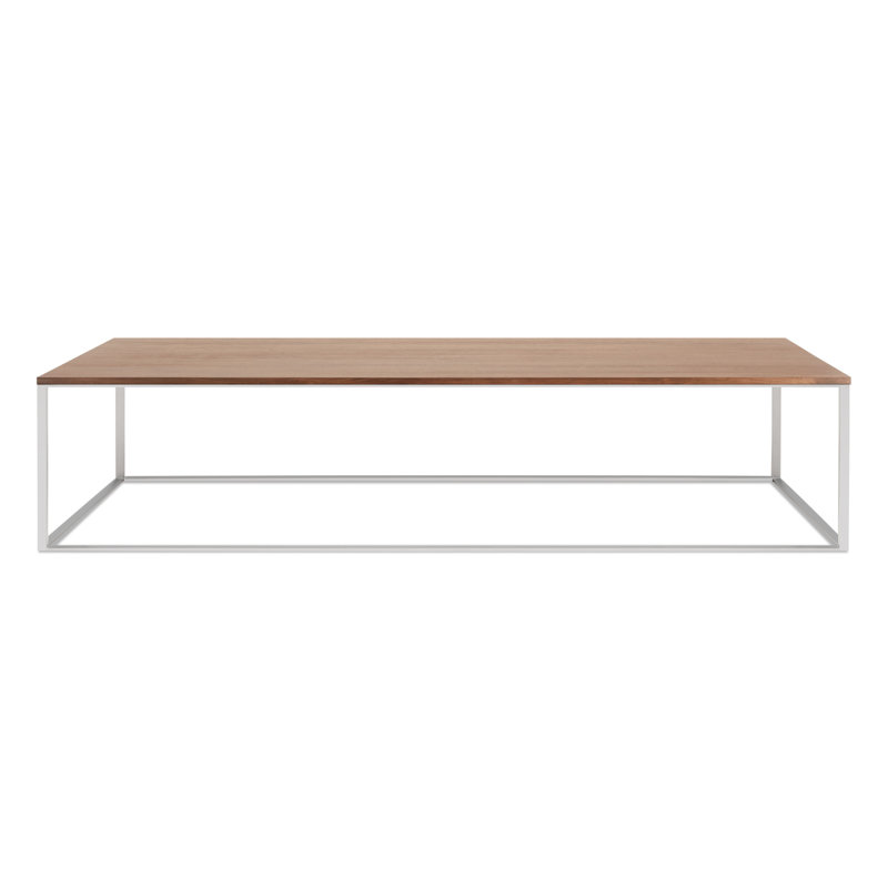 Minimalista 3 - Piece Coffee Table Set, Honed Stone, Walnut, Stainless Steel