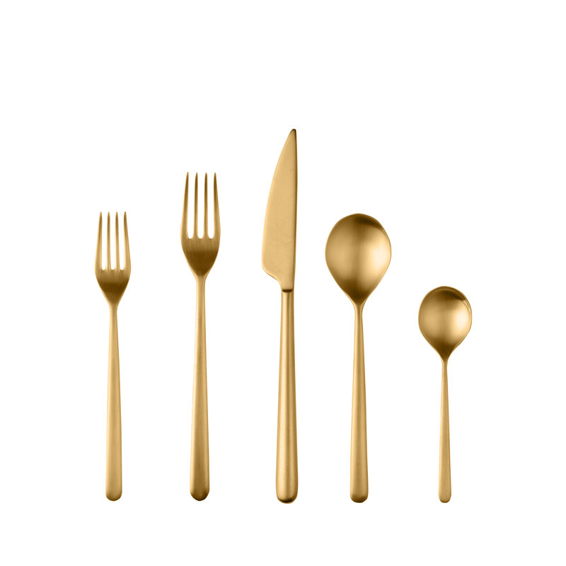 Linea Flatware Set, Ice Gold