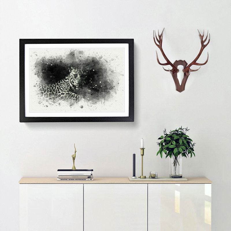 A Leopard in Abstract - Picture Frame Graphic Art Print, 27cm H x 36cm W x 2cm D, Black Framed