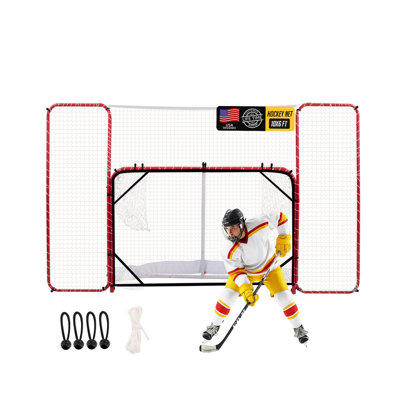 Zealfeel Hockey Net with Backstop 10x6FT, Pro Hockey Goal Training Set with Target Nets, Heavy-Duty Steel Frame & 5-Strand Tear-Resistant Netting, for Shooting, Passing, Goalie & Protection Practice