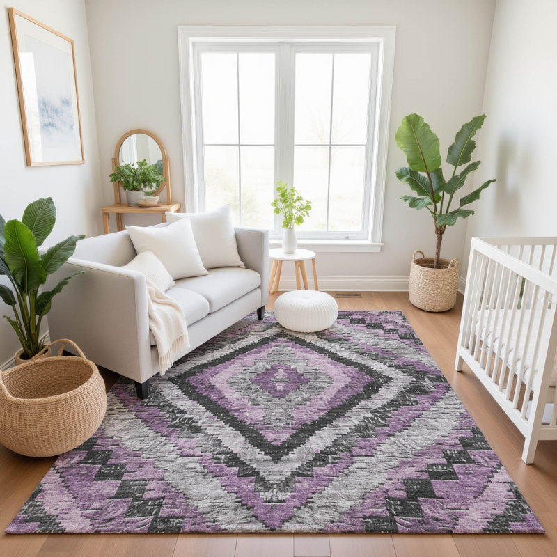 Premium Machine Washable Jakiyra AMF1890 Aztec Rug, Rectangle 9' x 12'