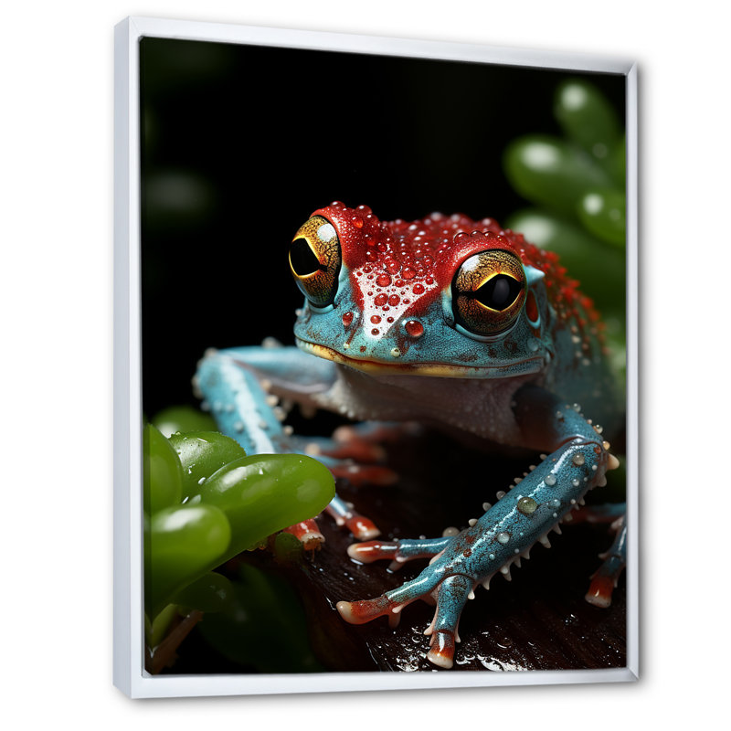 Hideaway de la grenouille sauteuse - art mural animaux côtiers, Cadre flottant blanc, H 32 po x l 16 po