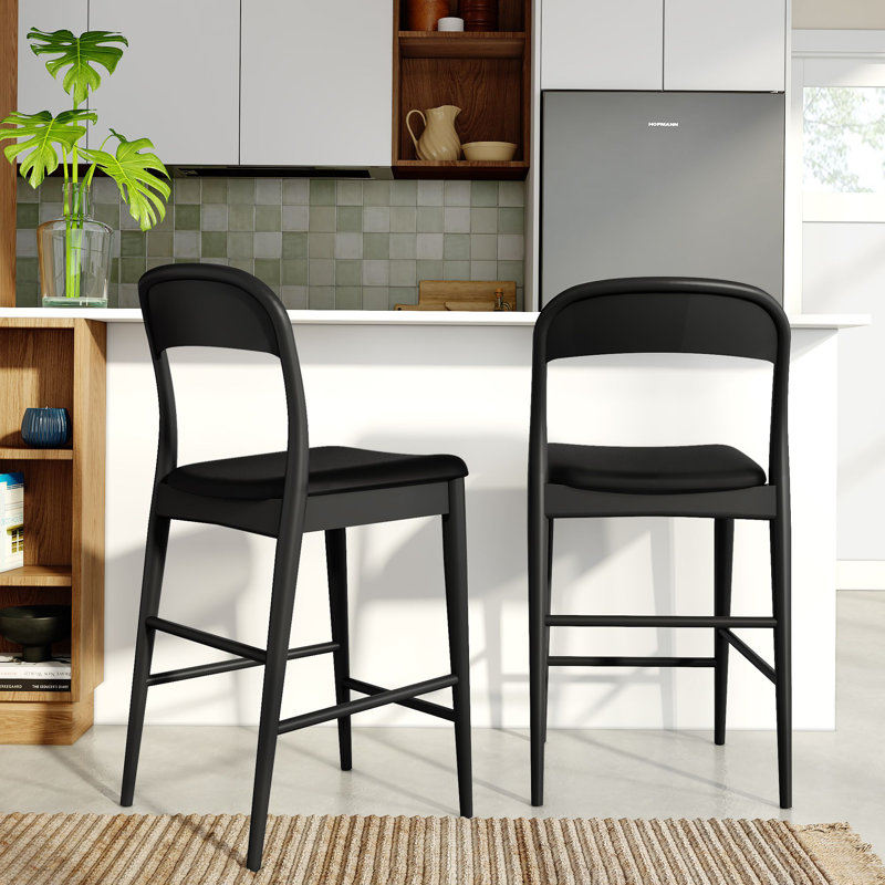 Loar Upholstered Counter Stool, 1, Black/Black