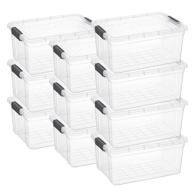  Clear Storage Box with Lid, 36 Quart Plastic Container Bins for Organizing, Stackable Crates, BPA Free, Non Toxic, Odor Free, Organizers for Home, Office, School, and Dorm,10 Pack