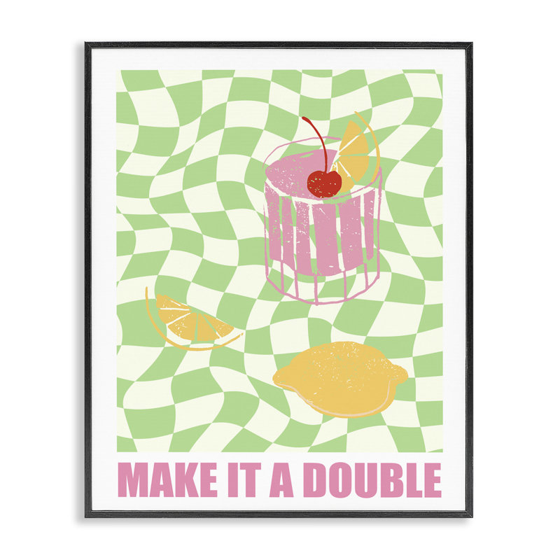 «Chequer Make It A Double Giclee Art» par House of Lulu, H 14 po x l 11 po, Giclée encadrée noir minuit