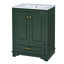 Meuble-lavabo 24 po avec lavabo en céramique, armoire de rangement autoportante moderne avec poignées argentées, portes à fermeture douce