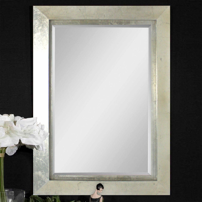 Lovelace Wood Flat Wall Mirror, Silver