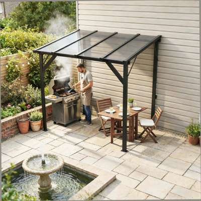 Outdoor Canopy Shelter,Hardtop Grill Gazebo,Lean-To BBQ Shelter