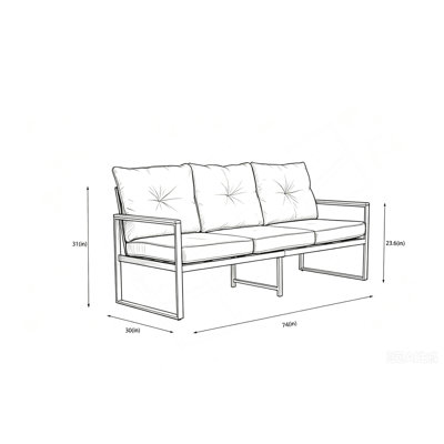 Ensemble de mobilier d'extérieur en acier en acier, ensembles de conversation de patio surdimensionnés avec assise profonde et accoudoirs larges, canapé modulaire d'extérieur en métal avec coussin beige de 4 pouces et table basse, 5 places pour le jardin