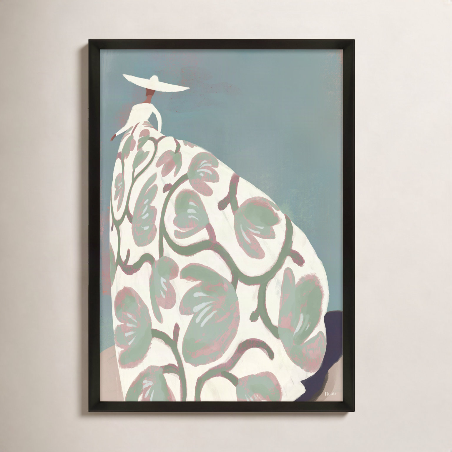 Beach Day Print by Marco Marella, Black Paper Framed, 30" H x 21" W