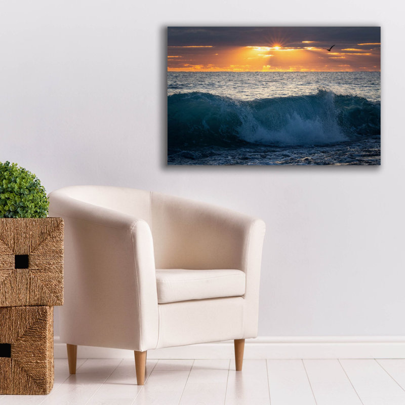 «Pelican at Dawn» par Patrick Zephyr, art mural sur toile, H 26 po x l 40 po x P 1,5 po