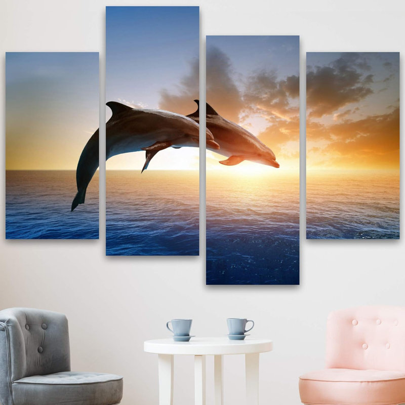 Coucher de soleil sur les dauphins 4 pièces
