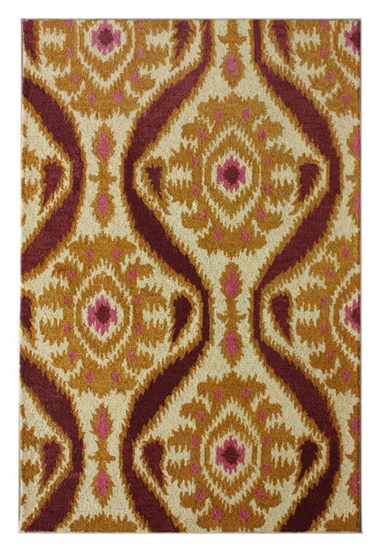 Tapis doré en laine touffeté à la main Manglo Symphony, Rectangle 5 pi x 7 pi 6 po