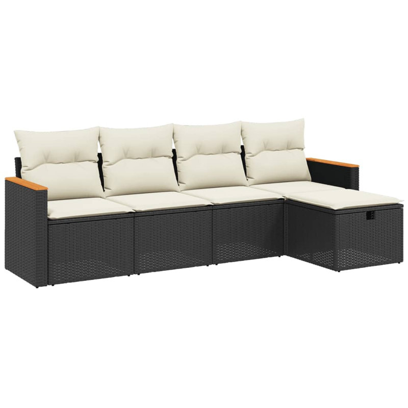 Ensemble de canapé de jardin Vidaxl noir, blanc crème