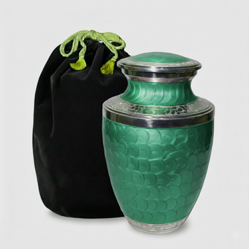 Urne décorative argentée, Vert