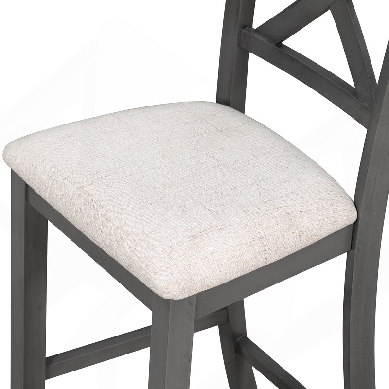 Ensemble de table de salle à manger 6 pièces à hauteur de comptoir avec tablette pour salle à manger, Gris