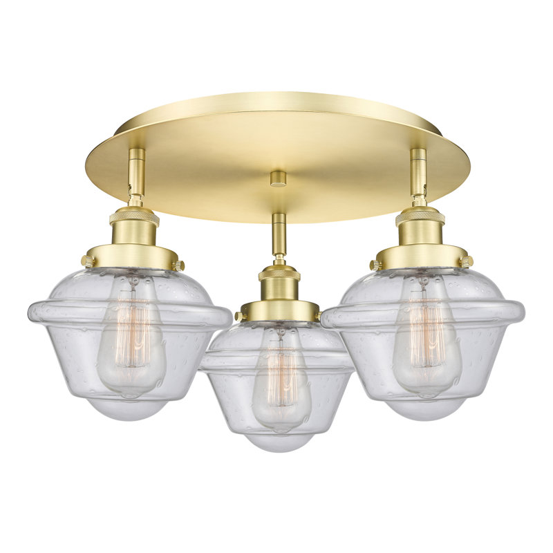 Grourke Glass Flush Mount, Seedy, Satin Gold