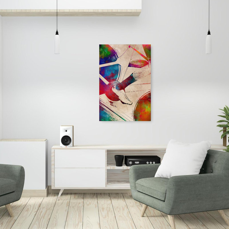 «Vibrant Cycling Action», art mural contemporain, 36" H x 24" W