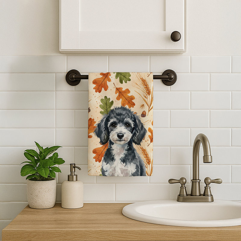 Miniature Parti Poodle Heirloom Fall Kitchen Towel, Miniature Parti Poodle