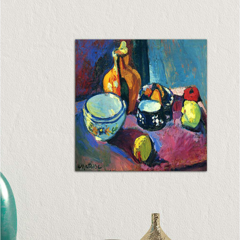 Dishes & Fruit by Henri Matisse - Wrapped Canvas Painting, 45.72 cm H x 45.72 cm W x 3.175 cm D