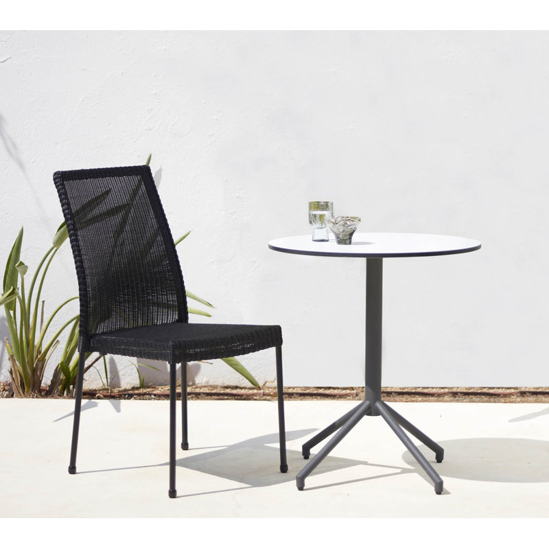 Outdoor Dining Side Chair, Black, Black Sunbrella®, Black