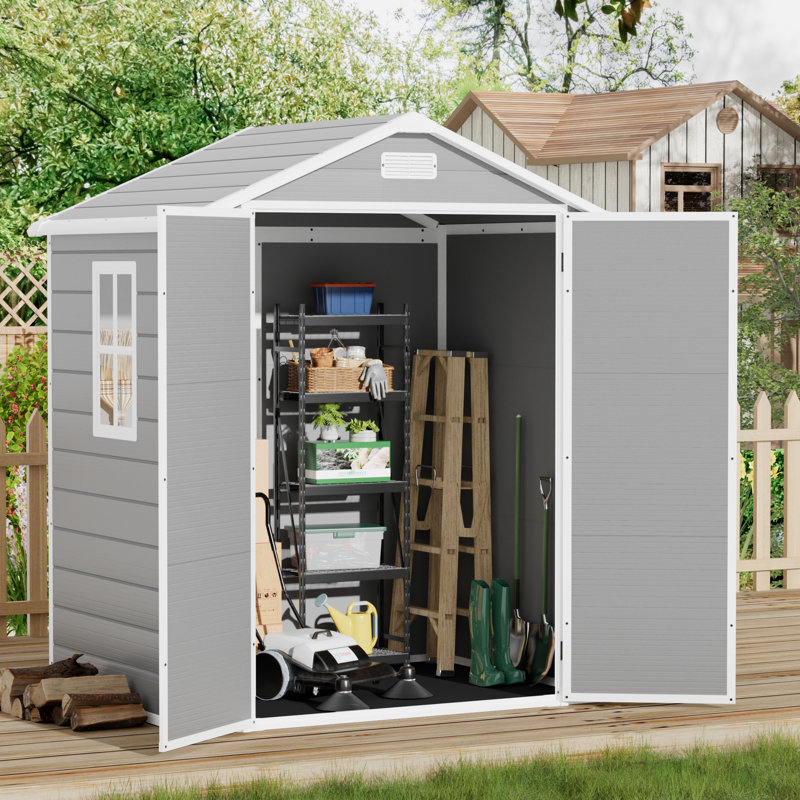 6 ft. W x 4 ft. D Plastic Lean-To Storage Shed