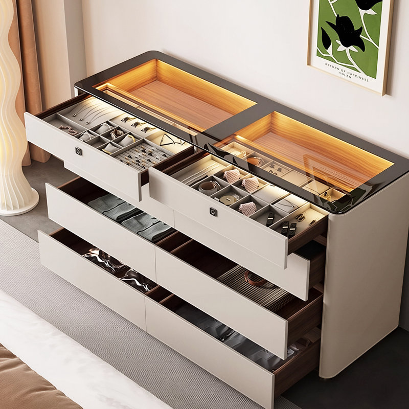 Armoire à bijoux à empreintes digitales 47,24 po, H 35,43 po x l 55,12 po x P 15,75 po