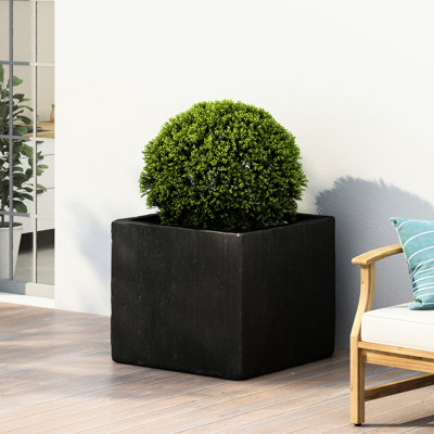 Jardinière extérieure noire carrée - l 22,14 po x P 18,93 po, béton léger, fascinant 22,14 po et 18,93 po sophistiqué