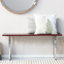 Banc contemporain en bois et métal argenté