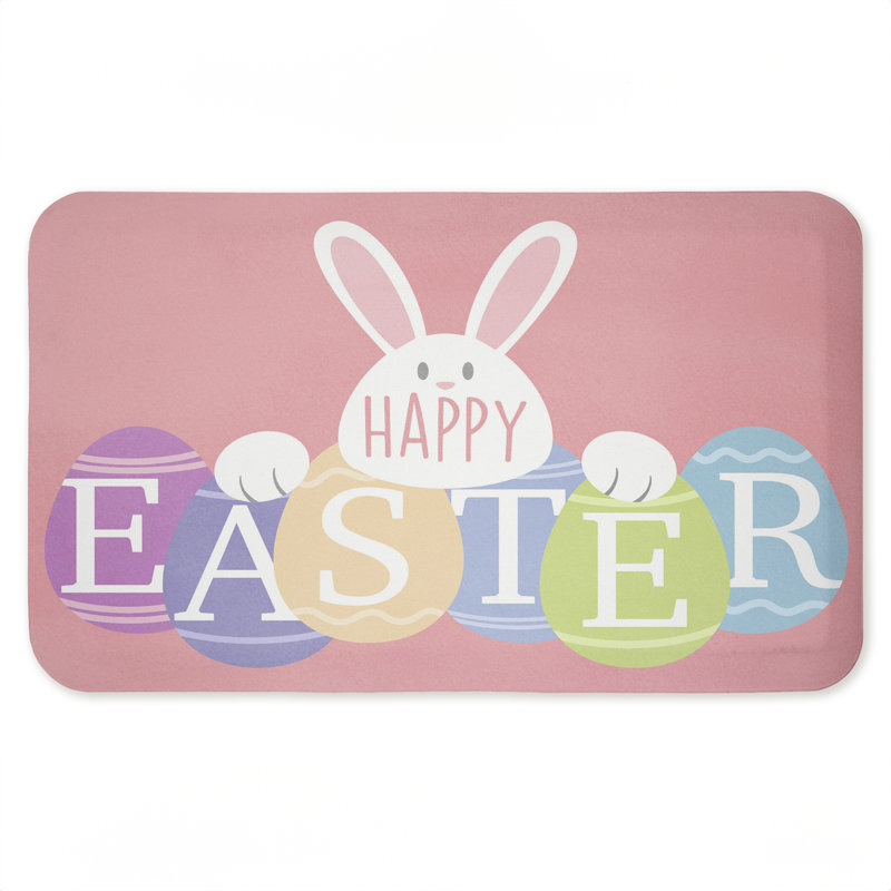 Tapis de sol imprimé Happy Eggs Happy Pâques, par Marcus Prime, 30 po x 18 po
