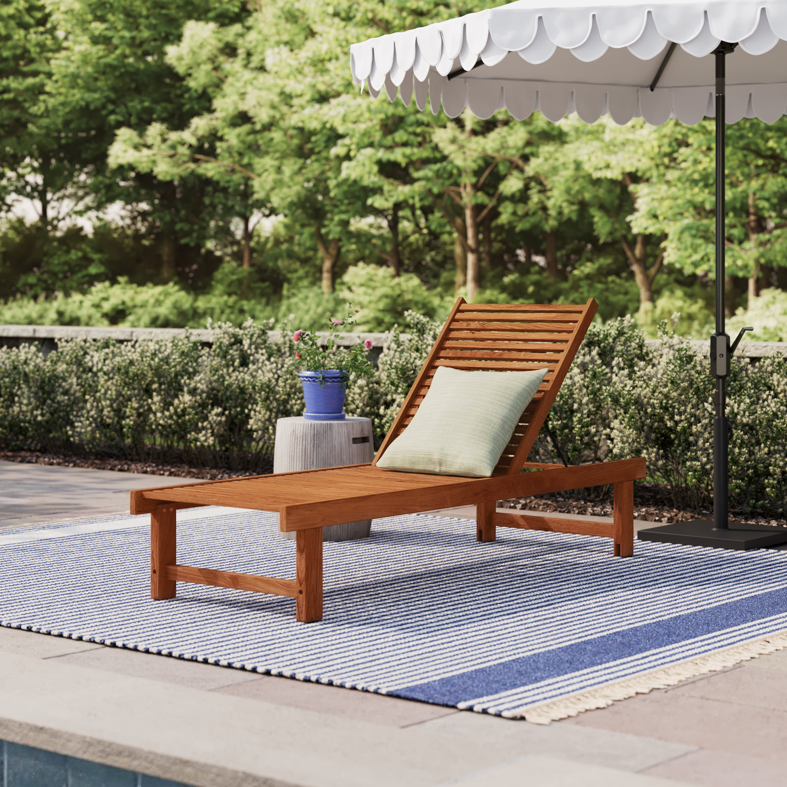 Arnoult 74" Long Reclining Teak Single Chaise
