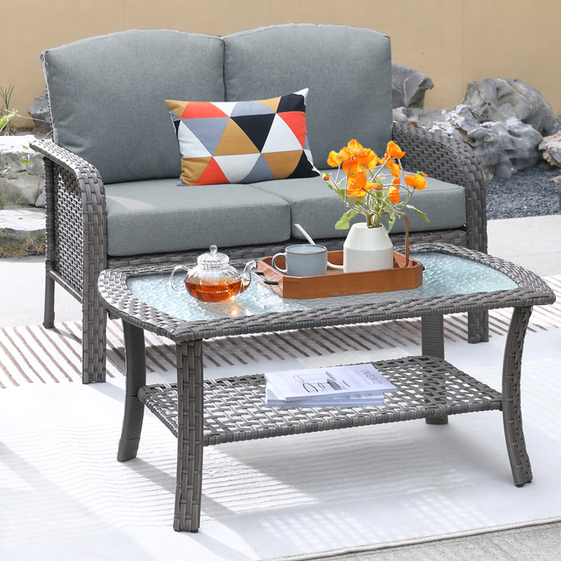 Bayview 2 - Person Patio Conversation Set with Cushions, Gray
