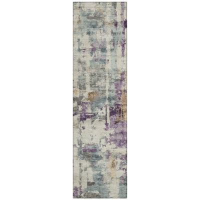 Machine Washable Indoor/Outdoor Xhevrie Linen Rug