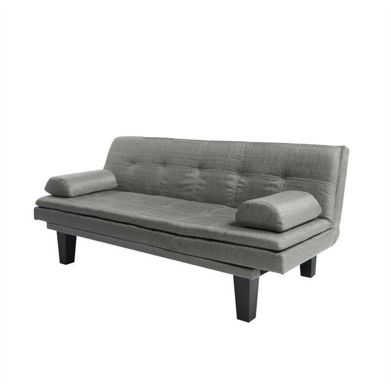 Canapé-lit simple à dossier capitonné de 63,4 po de largeur, Polyester gris foncé