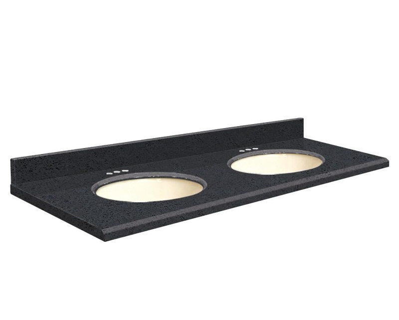 Plateau de salle de bain double 61 po meuble-lavabo, Blanc, Luxe noir, Monotrou