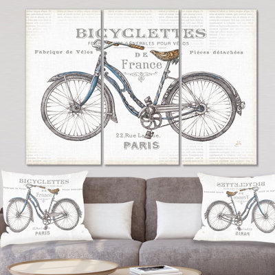 «Paris France Bicyclcles», impression multi-pièces sur toile