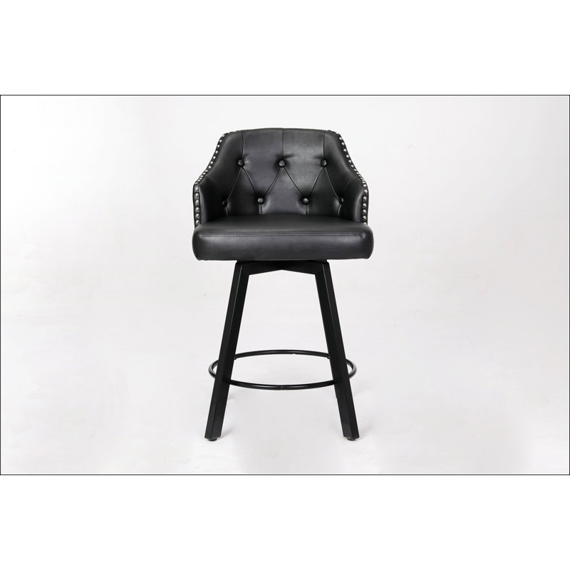 Counter Height Bar Stools With Backs And Metal Legs, Black
