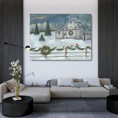August Grove® Britton, Pam Gallery Wrapped Canvas Art Titled: Wintery Barn
