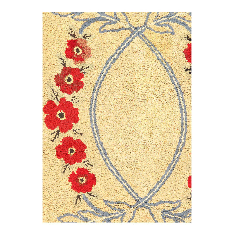 Antique American hooked rug 2'x 3'