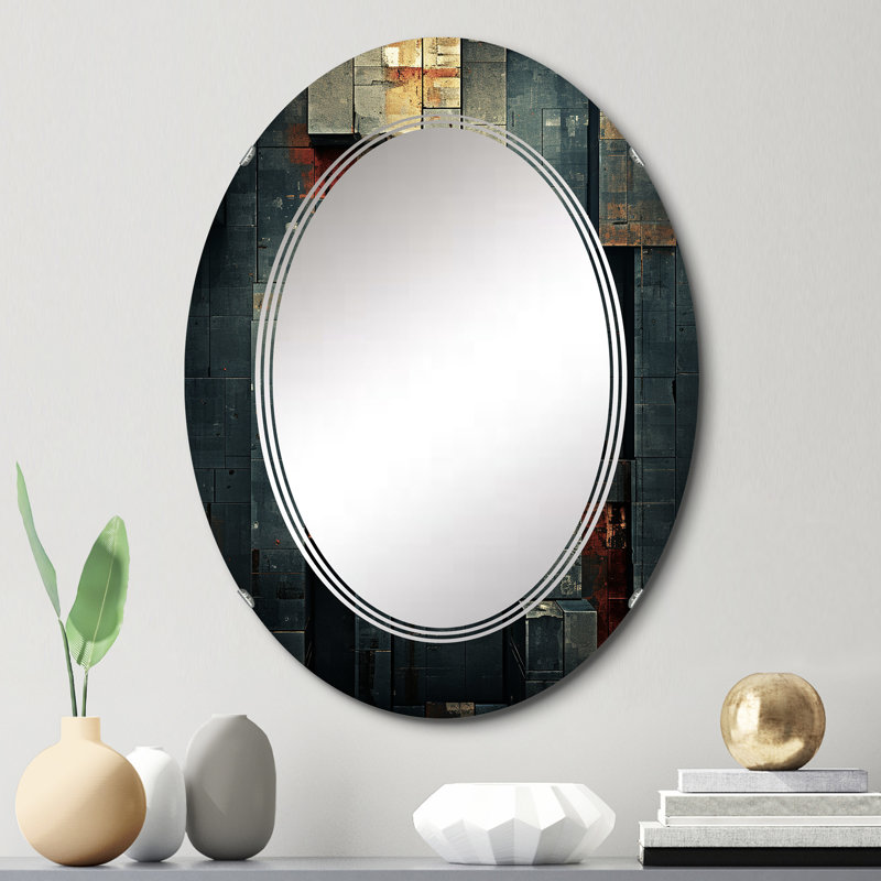 Mahonia - Miroir mural moderne ovale, 30 po x 20 po