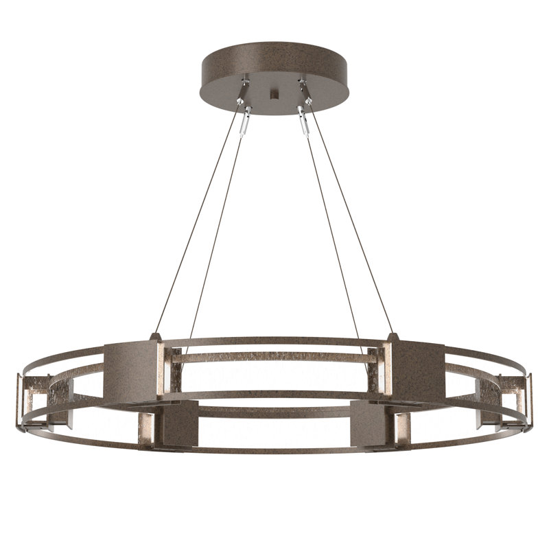 Aura Glass Ring Chandelier, Bronze, Seeded Clear Glass