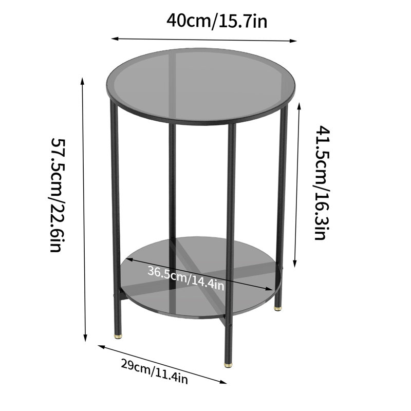 Kiyra Glass Top Cross Legs End Table