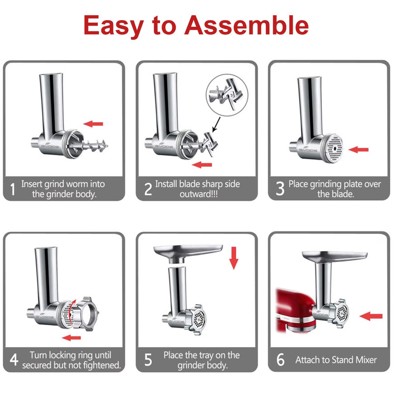 Hachoir à viande en métal avec 3 saucisses pour batteurs sur socle KitchenAid par GVode