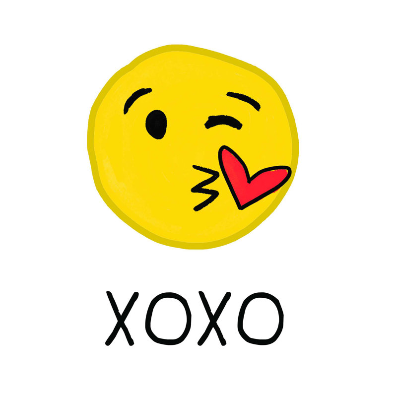 Xoxo Emoji - reproduction sur toile tendue, H 16 po x l 12 po