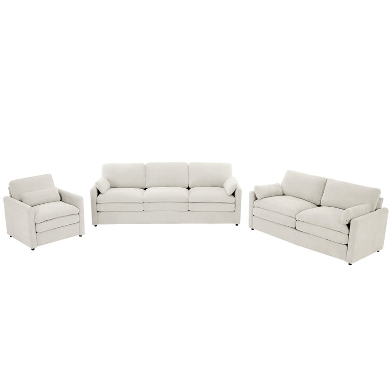 Ensemble 3 pièces de canapé rembourré Cozy, Beige